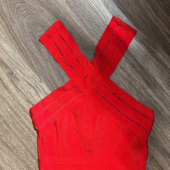 Elegant Red Women's Dress bodycon stretch - Picture 2 of 7